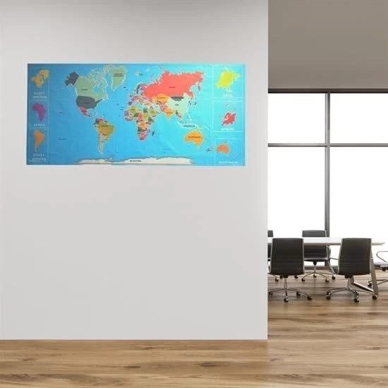 Renkli Atlas Dünya Haritası Manyetik Yapıştırıcı Gerektirmeyen Duvar Stickerı 118 CM * 56 CM ürün görseli 1