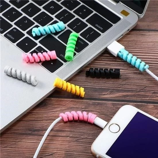 4lü Apple, Android Şaj Kablosu Koruyucu Silikon Spiral Yay Aparat ürün görseli 1