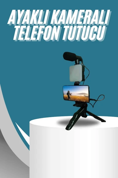 Video Making Kit Telefon Tutucu Vlog Video Mini Led Işıklı ürün görseli 1