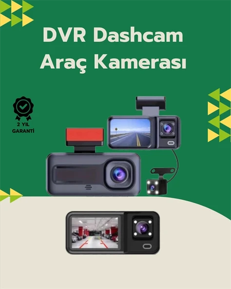 Tam Kapsamlı Araç Güvenliği: 3 Kameralı Full HD Kayıt Sistemi ile Ön, İç ve Arka Görüş ürün görseli 1