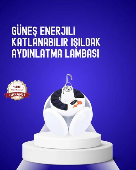 USB ve Solar Şarjlı Katlanabilir 5 Taraflı LED Lamba ürün görseli 1