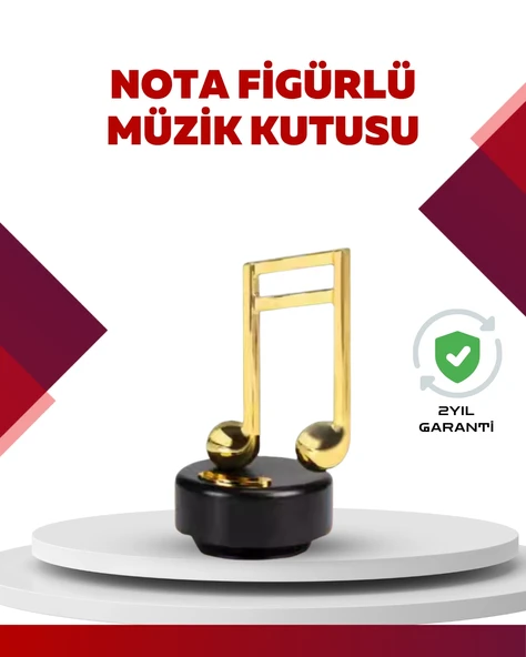 Altın Nota Temalı Müzik Kutusu  Müzikli Hediyelik ürün görseli 1
