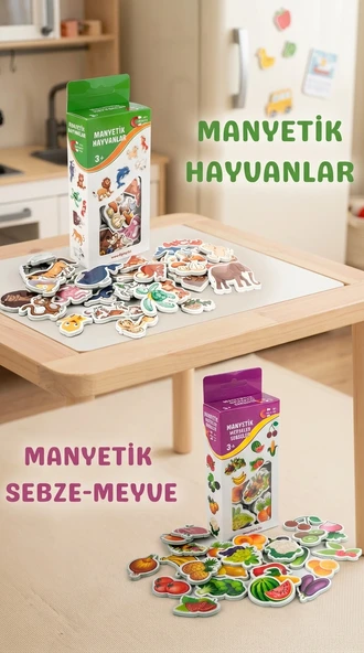 Manyetik Eğitici Set 30 Parça Hayvan 26 Parça Sebze Meyve Magnet Oyuncak ürün görseli 1