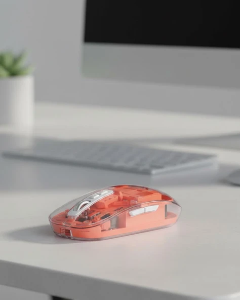 Sessiz Tıklamalı Şeffaf Mouse Bluetooth ve USB Uyumlu ürün görseli 1