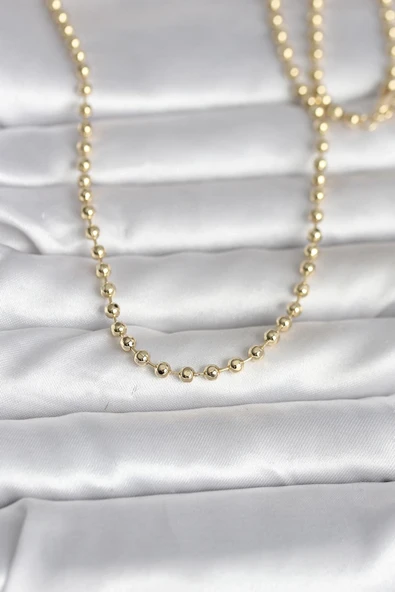 CM 14K Gold Renk Top Zincirli Model 60 cm Kadın Kolye ürün görseli 1