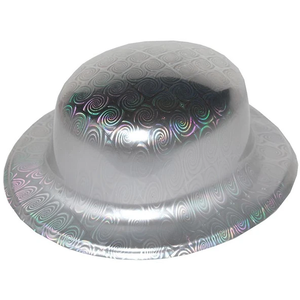 Gümüş Renk Hologramlı Plastik Yuvarlak Melon 27x24 cm ürün görseli 1