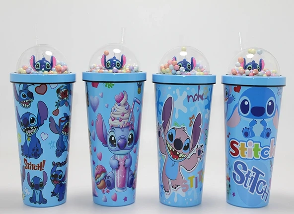 Sevimli Stitch Pipetli Boncuklu Termos Ve Suluk ürün görseli 1