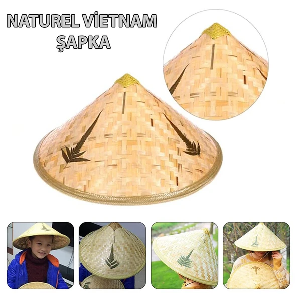 Naturel Renk Cambodia Kamboçyalı Vietnam Şapkası PVC Hasır ürün görseli 1