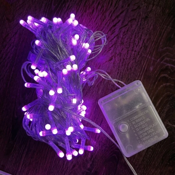10m 100 Led Damla Uçlu Pembe Işık Şeffaf Kablo ürün görseli 1