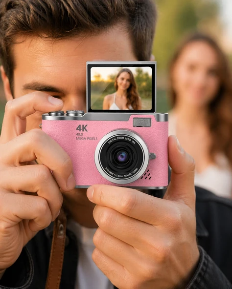 Yeni Nesil Dijital Kamera 48 MP Selfie Vlog Kamera Flip Screen Zoomlu ürün görseli 1