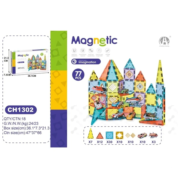 5,5CM Manyetik Bloklar 77 Parça - Resim 2