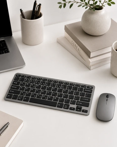 Kablosuz Bluetooth Klavye Mouse Seti Şarjlı Tablet Laptop Uyumlu ürün görseli 1