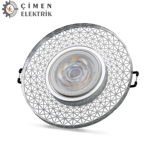 NOAS YL65 1767 İris LED Çerçeveli 4000K Yuvarlak Kristal Cam Spot Kasa - Priz ve Anahtar İçin Uyumlu Çerçeve ürün görseli 1