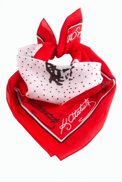 Atatürk İmzalı Desenli Bandana 50*50 ürün görseli 1