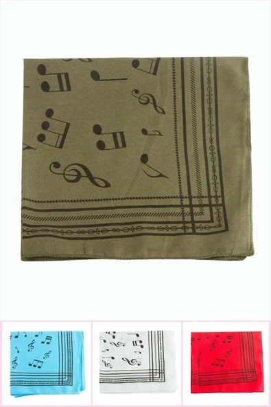 Nota Desenli Keten Bandana 50*50 ürün görseli 1