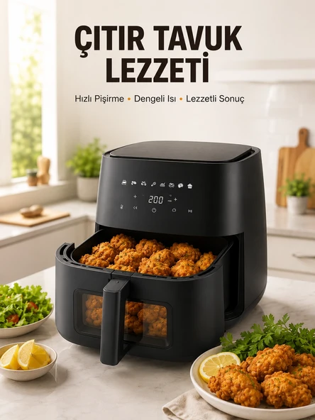 Geniş Hazneli Air Fryer Hızlı ve Pratik Pişirme Makinesi ürün görseli 1
