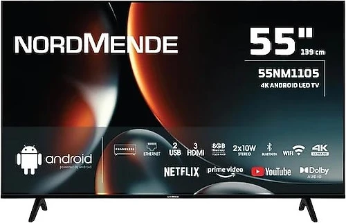 Nordmende 55NM1105 Frameless 4K Ultra HD 55" 140 Ekran Uydu Alıcılı Android Smart LED TV ürün görseli 1