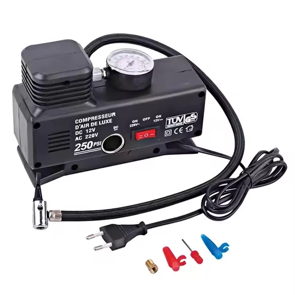 220 Volt-12 Volt 250 Psi Psi Kompresör Lastik Hava Şişirme Oto Pompası Fişli Çakmaklıklı ürün görseli 1