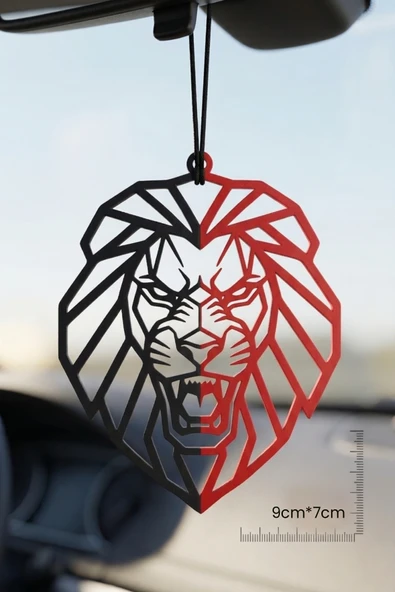 Aslan Ayna Süsü, Siyah Kırmızı Aslan Dikiz Ayna Süsü, Hediyelik Araba Süsü, Oto Aksesuar ürün görseli 1
