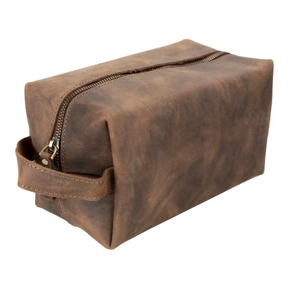 Deri Bakım Ve Seyahat Çantası, L Beden, Antik Koyu Kahve ürün görseli 1