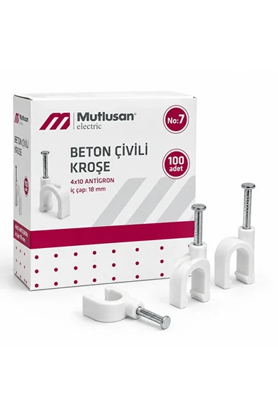 Beton Çivili Kroşe No:7 4x10 Antigron Kablo Kroşesi 100 Adet ürün görseli 1