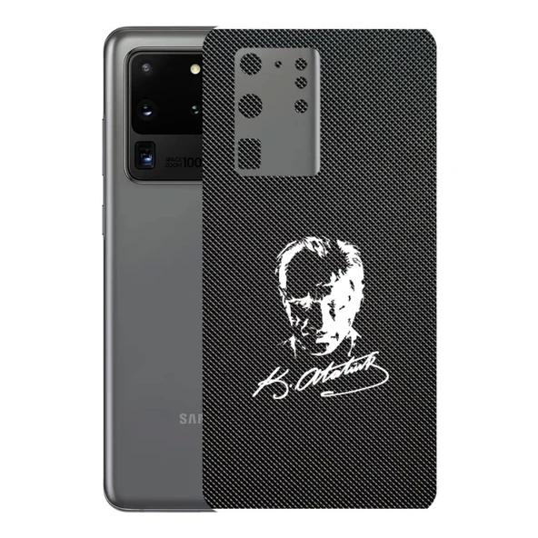Samsung Galaxy S20 Ultra ile Uyumlu Bumper Serisi Premium Kaplama 360  Atatürk İmzalı Siyah ürün görseli 1
