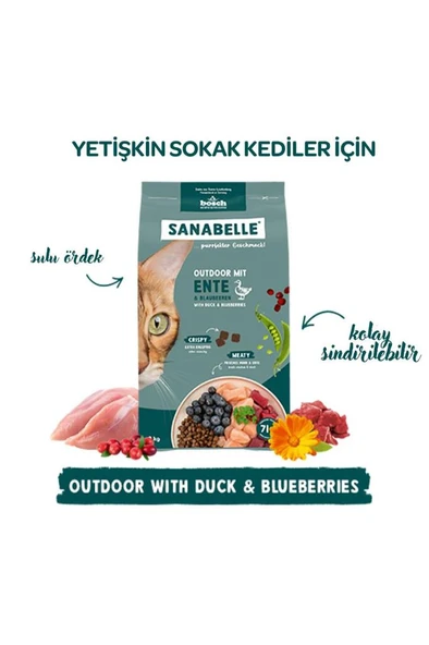Sanabelle Outdoor Ördek Etli Yetişkin Kuru Kedi Maması 8 Kg ürün görseli 1