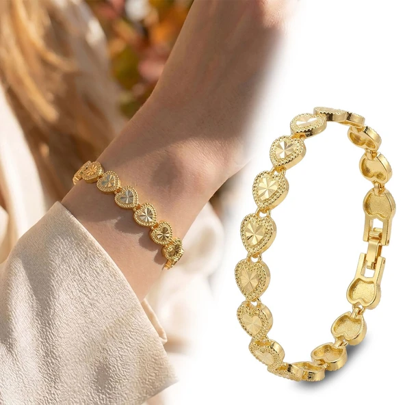 ? Premium Şık ve Parlak Amorette 24K Gold Kaplama 8 mm Kadın Bijuteri Bileklik 3183KBV5D13  (~18cm) ürün görseli 1