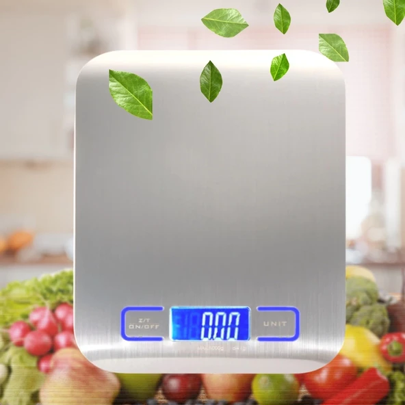 Pratik Tf 1002 Hassas Ölçümlü  Maksimum 5 Kg Kapasiteli Led Ekran Platin Dijital Mutfak Tartısı ürün görseli 1