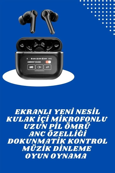 Ekranlı Yeni Nesil Pro Kulaklık Ve Akıllı Saat Kampanyası Kulak İçi Mikrofonlu ürün görseli 1