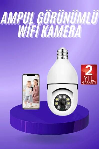 Güvenlik Kamerası Wi-fi Özellikli 360 Derece Full Hd 1080p Ampül Kamera ürün görseli 1