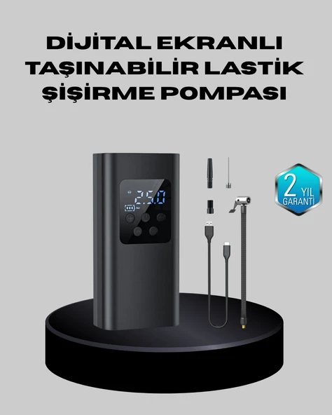 Taşınabilir 80w Kablosuz Lastik Şişirme Pompası Dijital Ekranlı ürün görseli 1