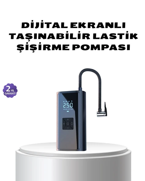 Kablosuz Dijital Lastik Şişirme Pompası Led Işıklı 80w ürün görseli 1