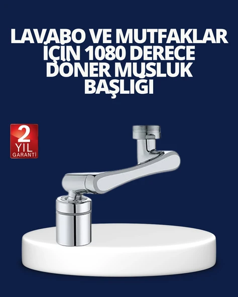 Esnek 1080° Musluk Başlığı 3 Eklemli Hareketli Su Modlu Lavabo Aparatı ürün görseli 1