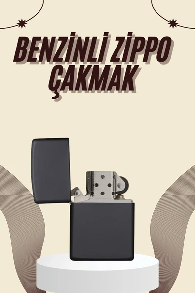 Çakmak Parlak Siyah Benzinli Çakmak Cep Boy Doldurulabilir ürün görseli 1