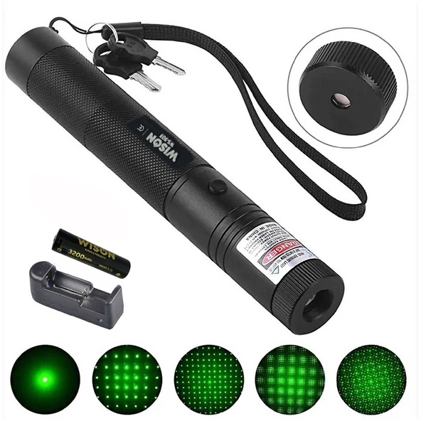 Ws-503 100mw Desen Başlıklı Şarjlı Yeşil Lazer Pointer ürün görseli 1