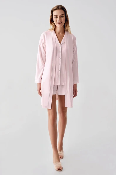 Freshness 324 Kadın 4'Lü Sabahlıklı Şorlu Pijama Takımı ürün görseli 1