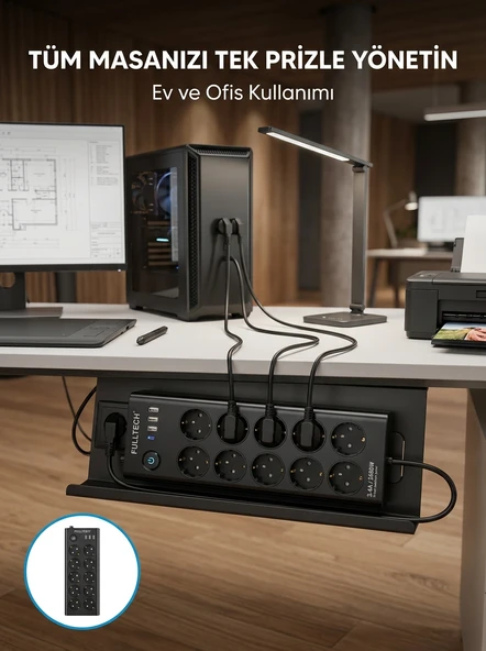 Usb Ve Type-c Şarj Özellikli 10'lu Çoklu Priz ürün görseli 1