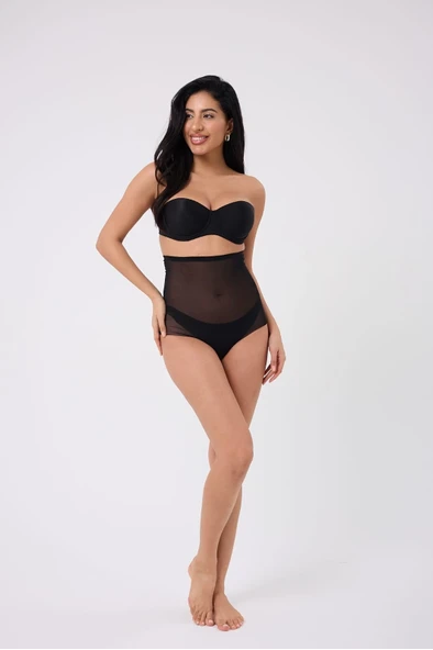 Freshness 0006 Lazer Kesim Tül Yüksek Bel Slip Korse ürün görseli 1