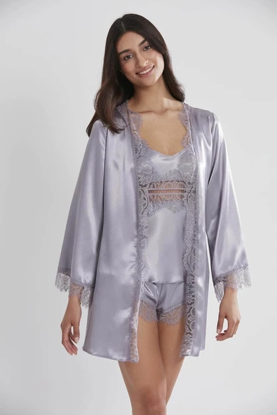 Pierre Cardin 2490 Bayan Sabahlıklı Saten Şort Takım ürün görseli 1
