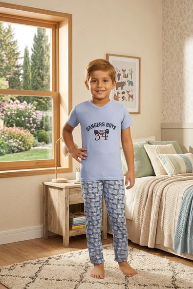 Baskılı Erkek Çocuk Pijama Takımı 7321 ürün görseli 1