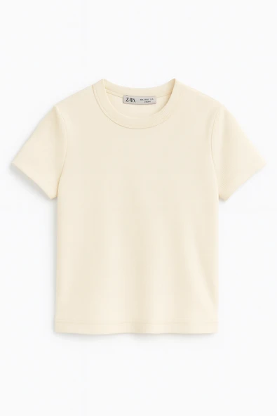 Crop Kısakollu Body Ekru Renk - Resim 3
