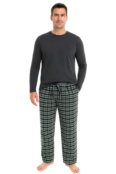 Pijalüx Erkek Kareli Poplin Cepli Alt Pijama ürün görseli 1