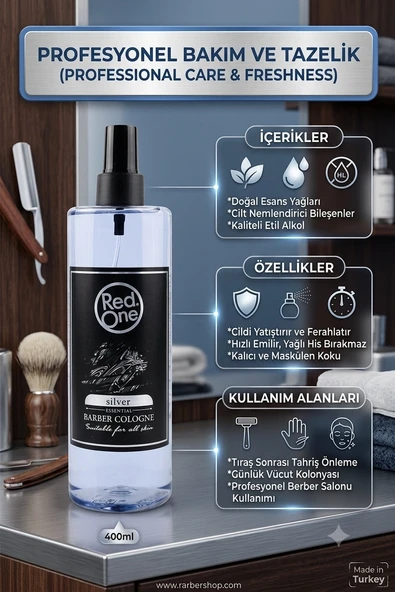 Red One Silver Sprey Berber Kolonya 400 Ml ürün görseli 1
