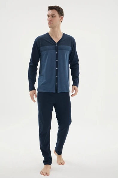 Kocabey Dm-26104 V Yaka Boydan Düğmeli Pijama Takımı ürün görseli 1