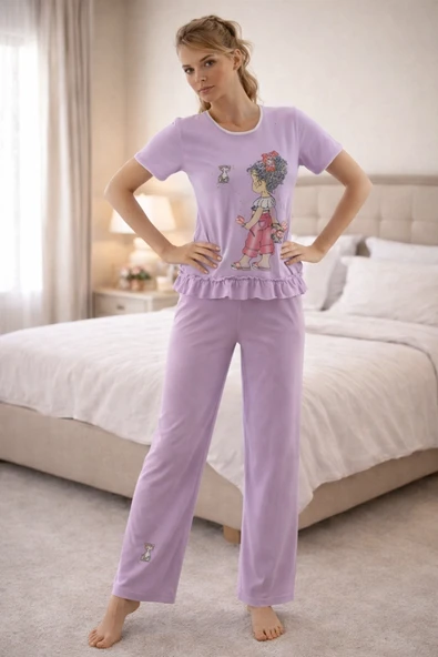 2675 Berrak Baskılı Bayan Pijama Takımı - Resim 3