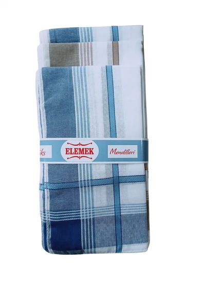 Elemek Erkek Çizgili Mendil 12 adet 39x39 cm ürün görseli 1