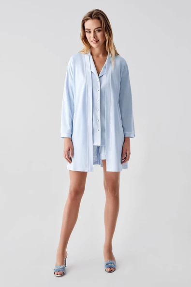 Freshness 324 Kadın 4'Lü Sabahlıklı Şorlu Pijama Takımı ürün görseli 1