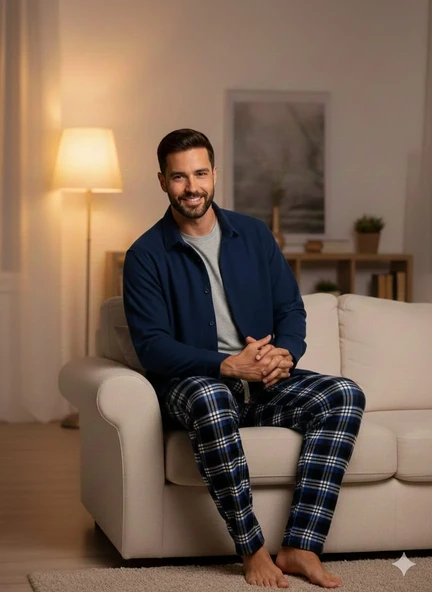 pijalüx tek alt ekose pijama - Resim 2