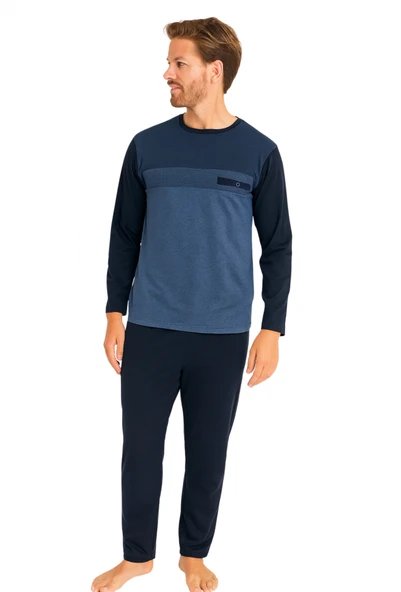 9217-kly 0 yaka flato cepli pijama takım ürün görseli 1